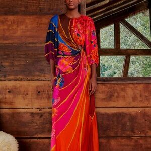 Farm Rio Vintage Wave Circle Cut-Out Midi Dress ☀️